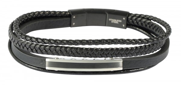 &quot;Marcellino&quot; Armband aus Lederimitat mit Edelstahlelementen, 19 cm und 21 cm