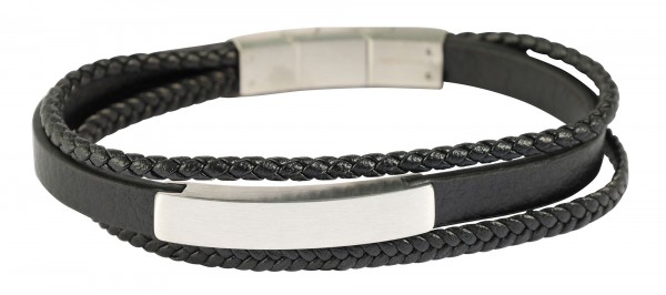 &quot;Silvano&quot; Armband aus Lederimitat mit Edelstahlelementen, 19 cm und 21 cm