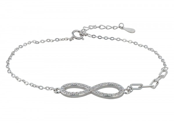 925/- Echt Silber Infinity-Armband &quot;Juliette&quot;, rhodiniert, 17+3 cm