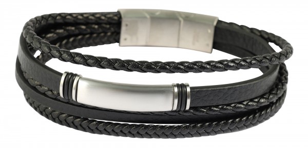 &quot;Fausto&quot; Armband aus Lederimitat mit Gravurplatte, 19cm und 21cm