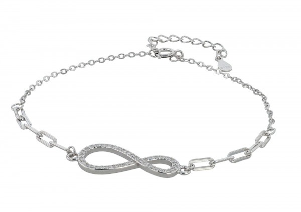 925/- Echt Silber Armband &quot;Nova&quot;, Infinity, rhodiniert, 17+3 cm
