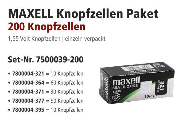 Maxell Aktionspakete, 321, 364, 371, 377, 395 sortiert