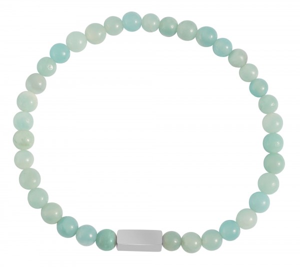 Akzent Kugelarmband, Naturstein (amazonite), gravurfähiges Edelstahlelement