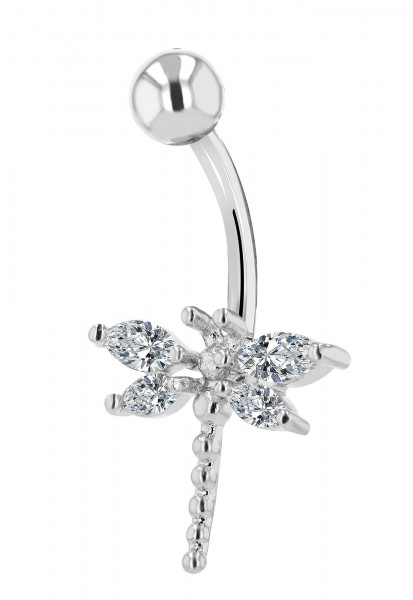 316L Edelstahl-Messing Bauchnabelpiercing &quot;Thali&quot;, Libelle