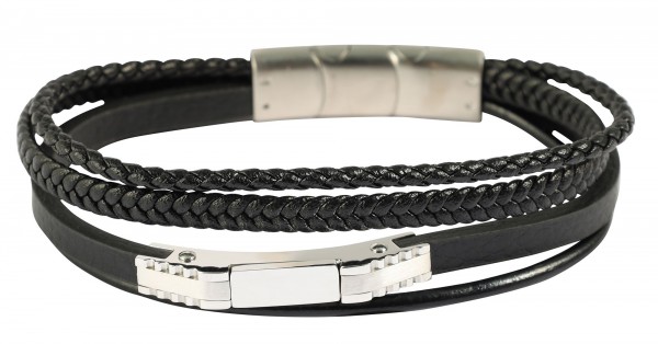 &quot;Patrizio&quot; Armband aus Lederimitat mit Edelstahlelementen, 19cm und 21cm